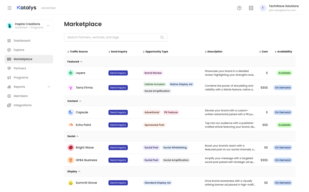 Katalys Marketplace - Advertisers